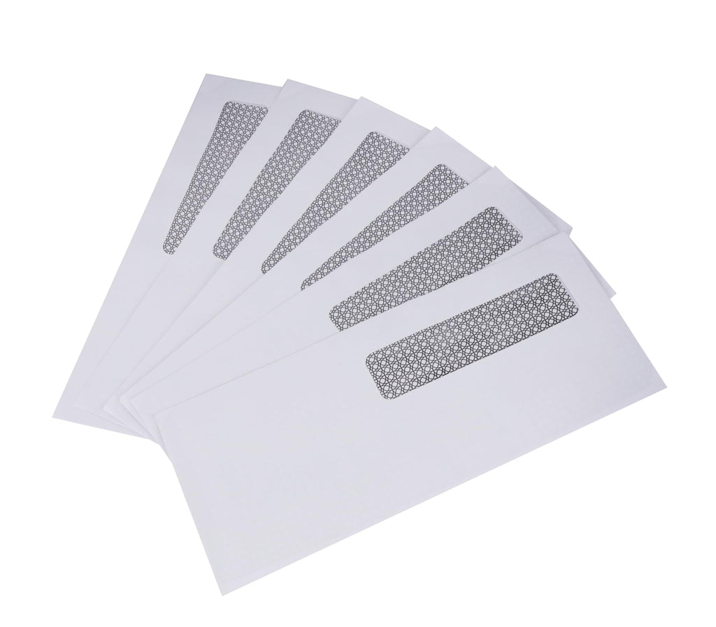 500 Qty#10 Security-Tinted Self-Seal Business Envelopes with Left Window, Peel & Seal Closure - 500-Pack, White